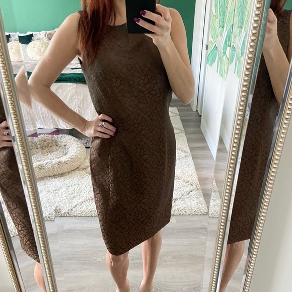 Vintage 90s Alberto Makali brown designer midi sheath dress | Size Small/Med - Picture 12 of 13